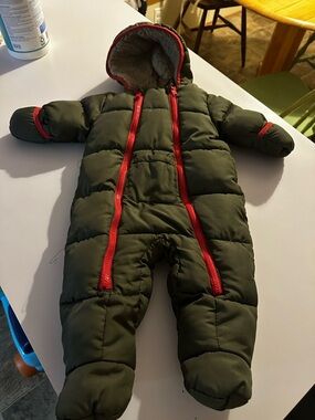 DKNY Red Fleece-Lined Infant Snowsuit Jacket